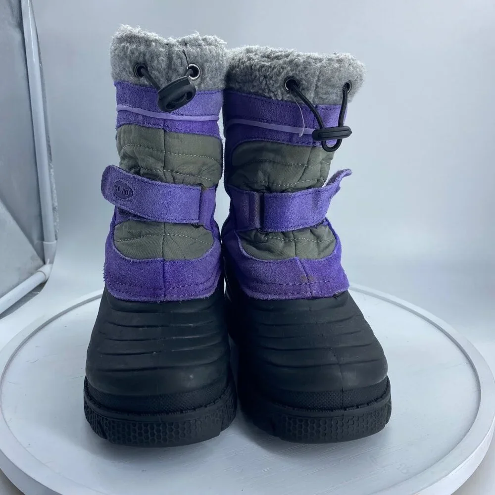 Sporto Insulated‎ Waterproof Winter Boots Purple & Gray Kid Sz 1 Leather Blend